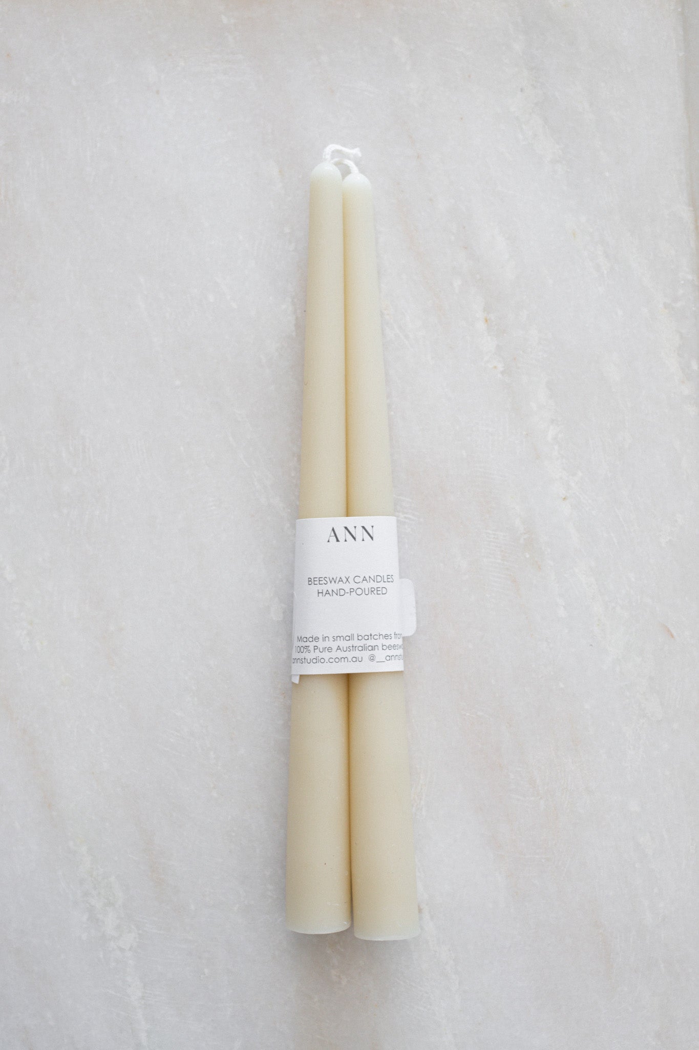 Beeswax Pair of Taper Candles in Ivory