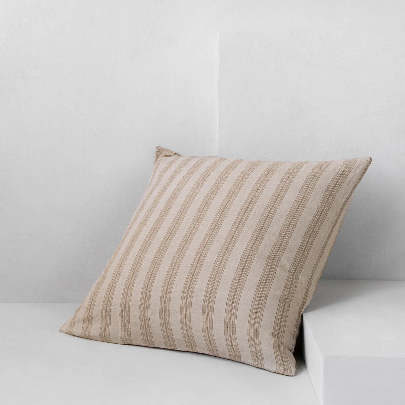Stripe Linen Pillowcase in Euro | Brun/Russo