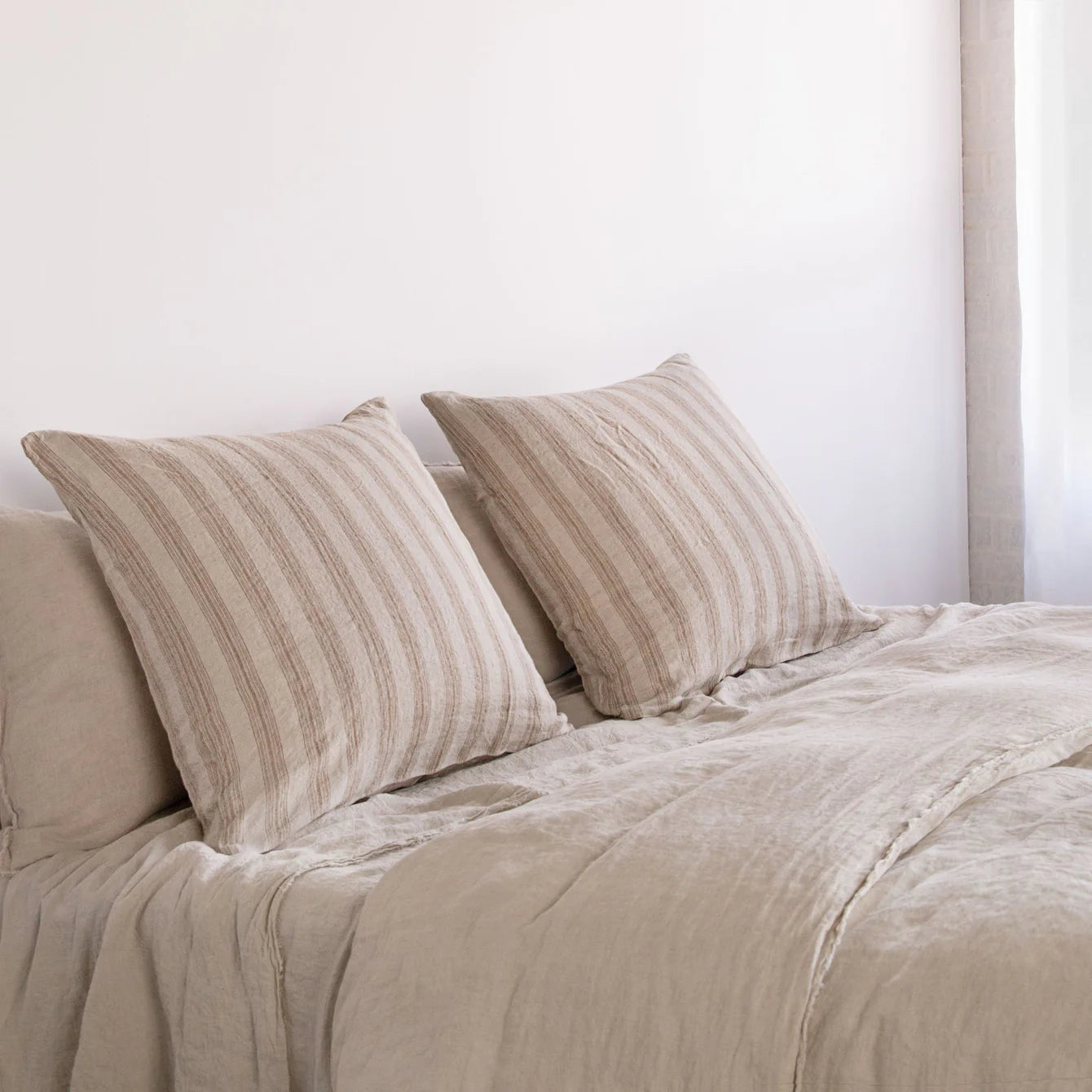 Stripe Linen Pillowcase in Euro | Brun/Russo