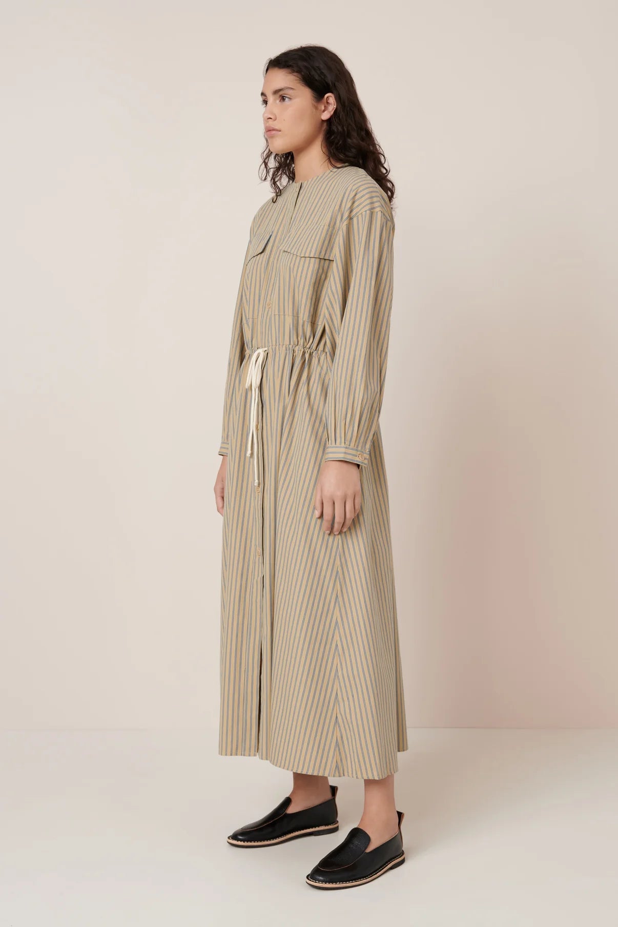 The Array Dress in Double Pinstripe