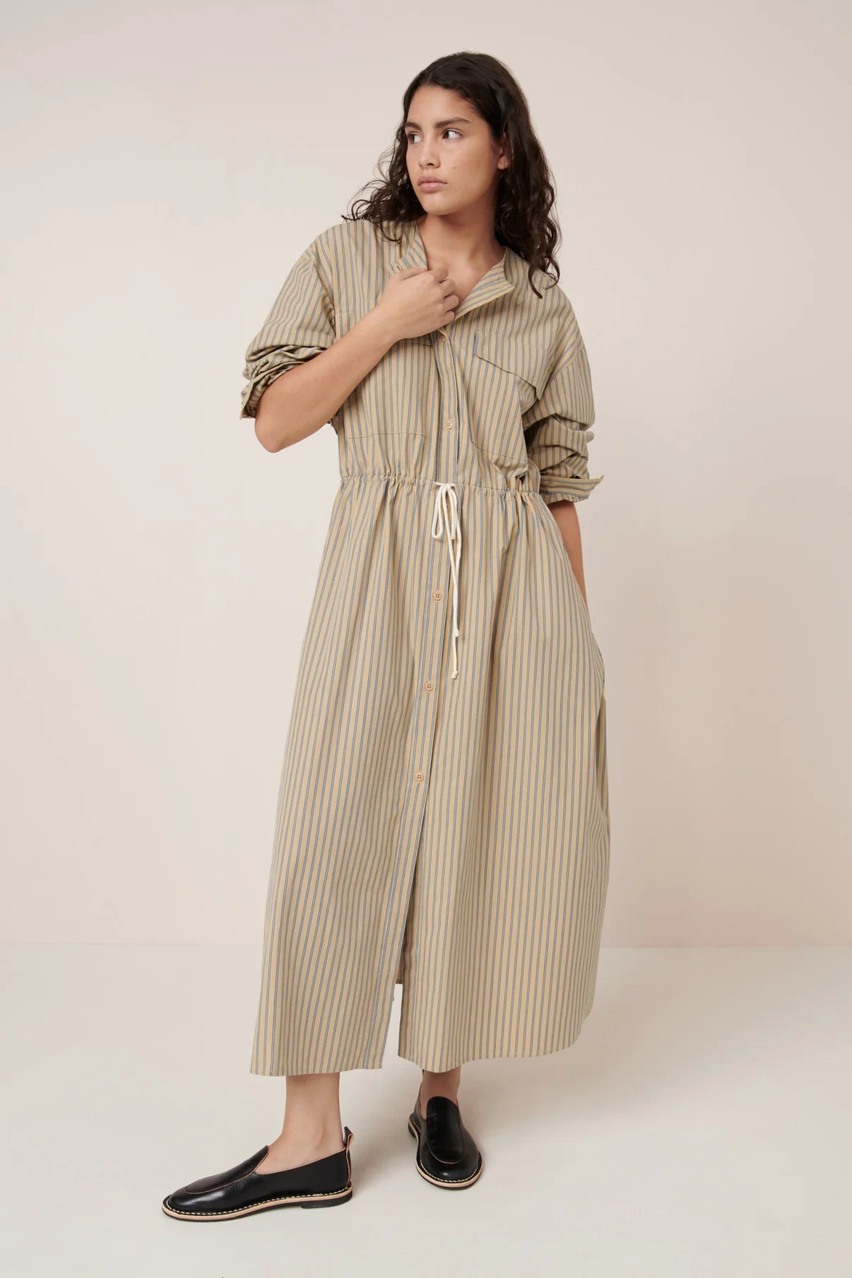 The Array Dress in Double Pinstripe