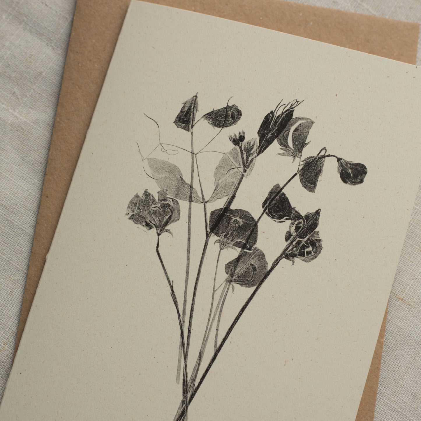 Sweet Peas Flower Greeting Card A6 Recycled Card