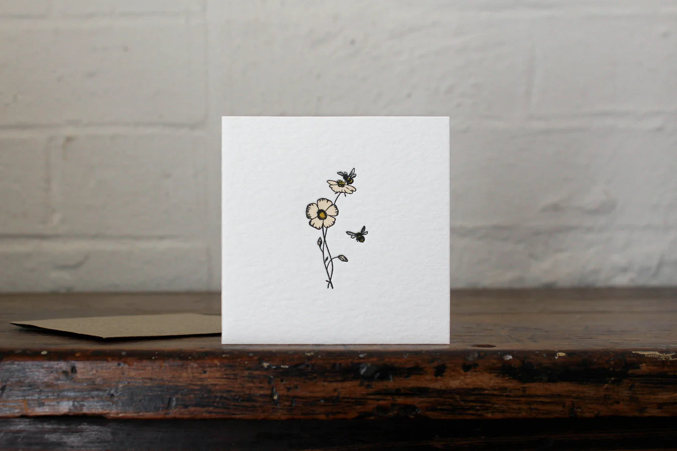 'Bees & Flowers' Letterpress Card