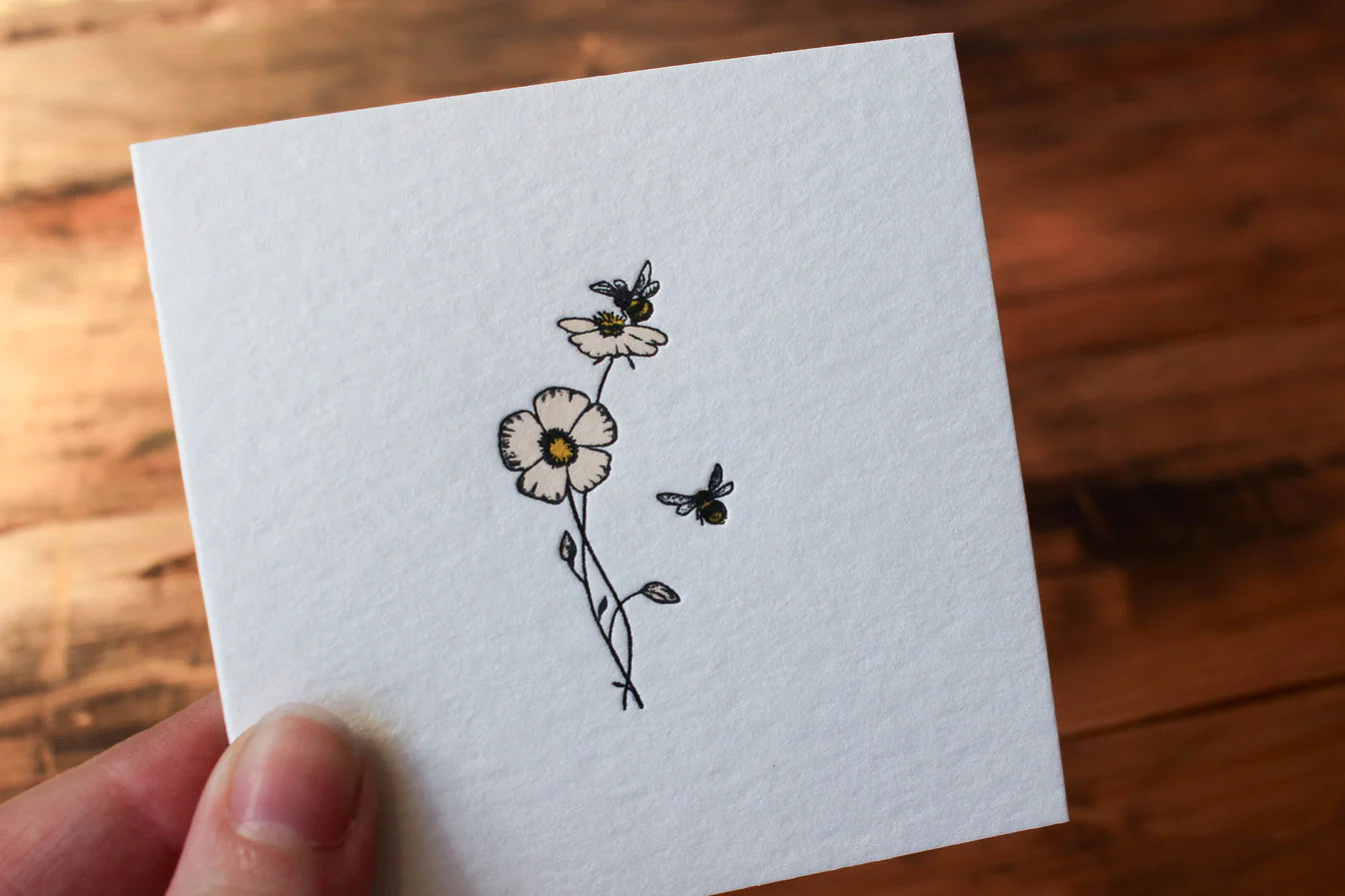 'Bees & Flowers' Letterpress Card