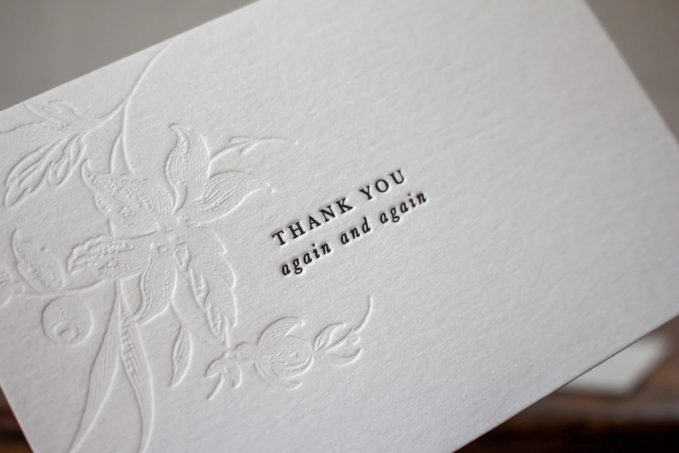 'Thank you again and again' Letterpress Card