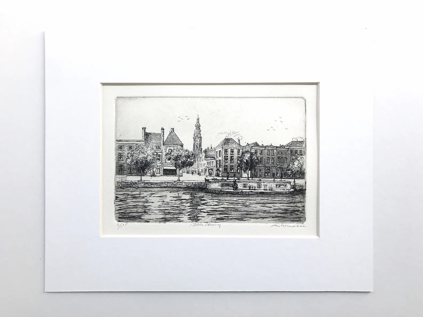 An Original Etching of a Dutch city in Dark Oak | N. 1