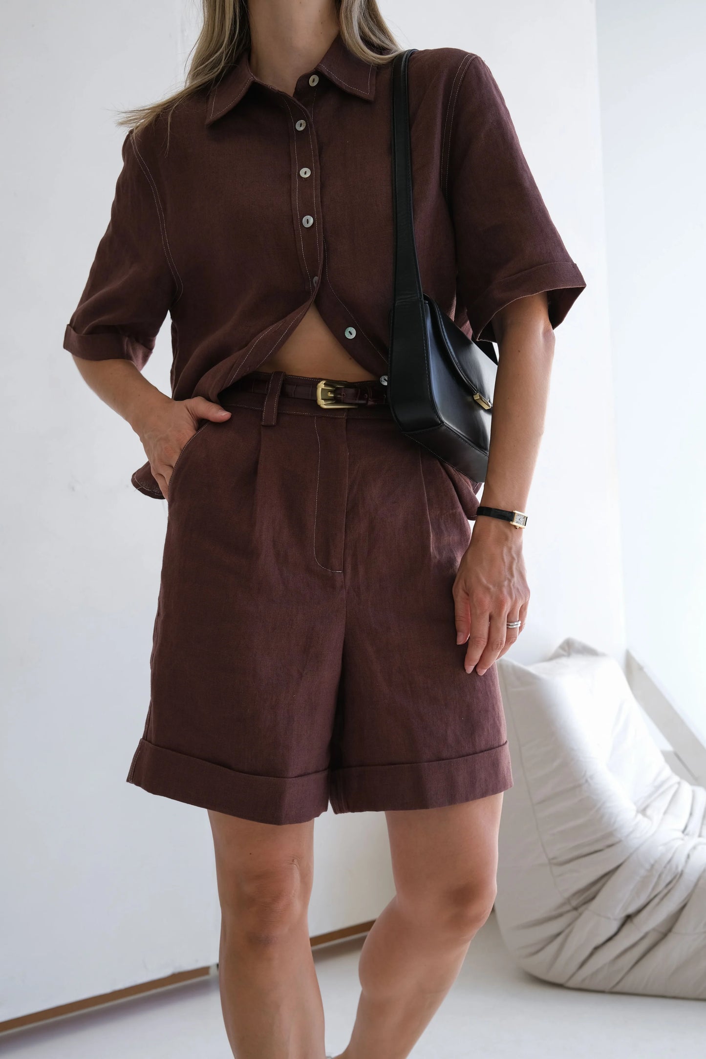 The Priya Shirt in 'Cinnamon' Linen