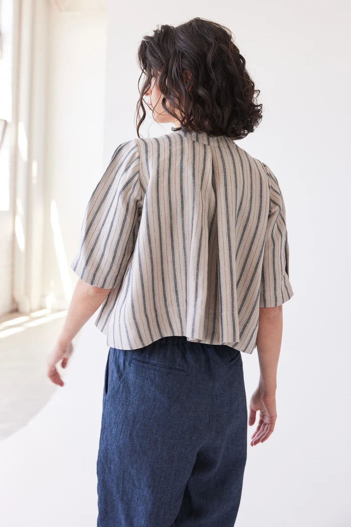 The Loretta Reversible Top | Navy Stripe