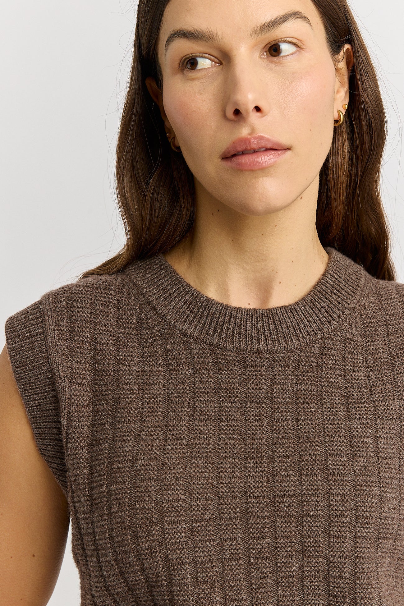 The Grid Knit Vest in Mocha