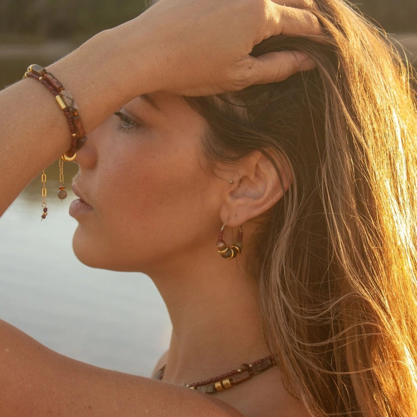 Jasper Hoop Earrings