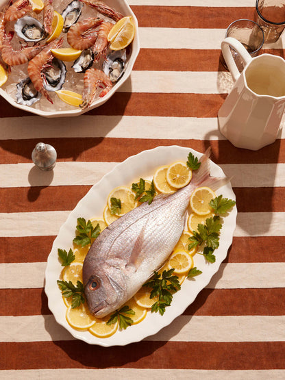 Ceramic Fluted Platter Dish in Chalk