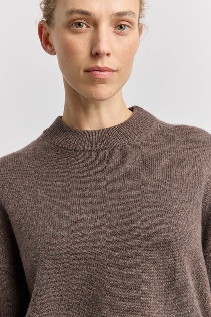 The Drop Shoulder Crew Jumper | Mocha