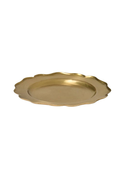 Brass Tray with Scalloped Edge