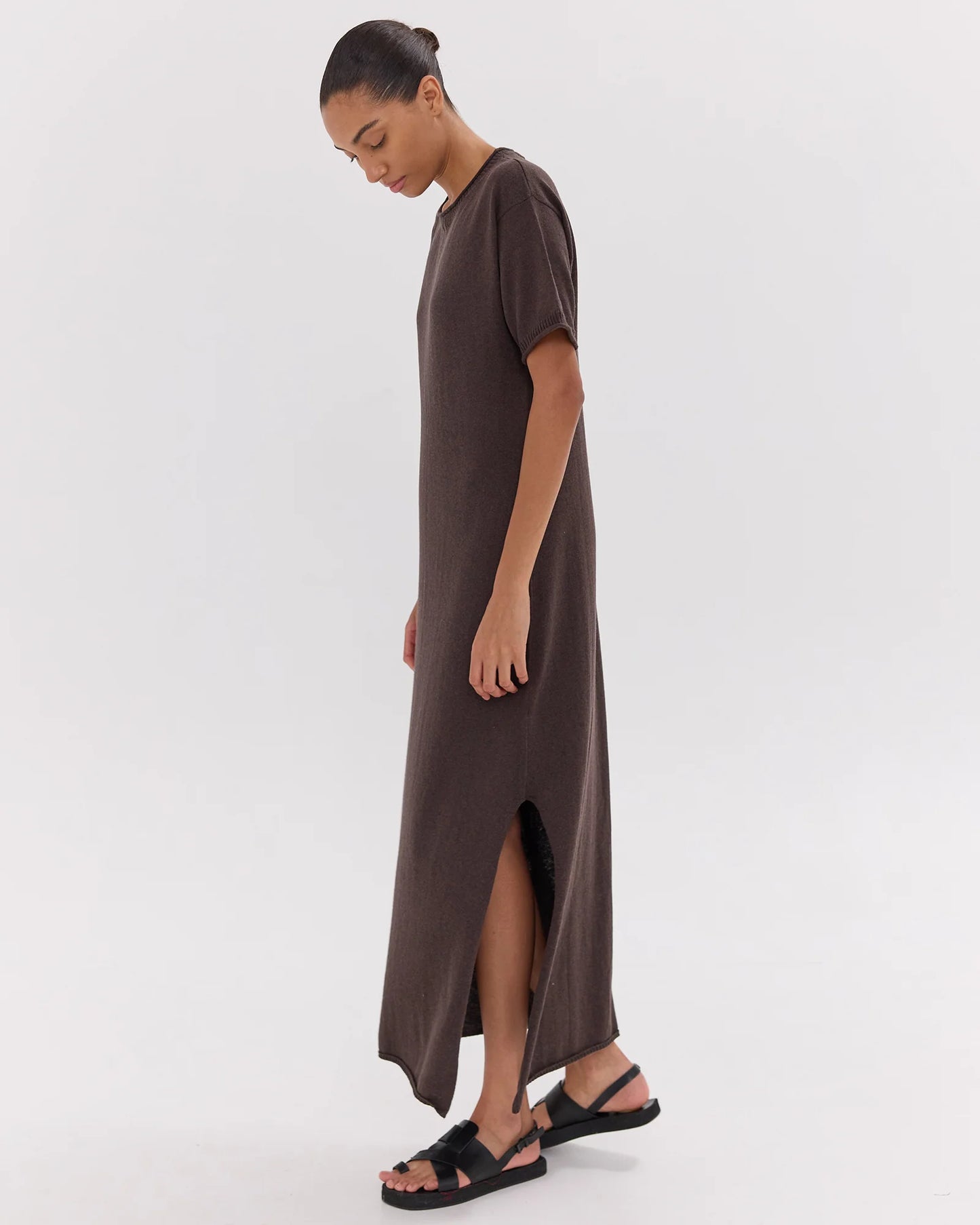 The Knit Tee Dress in Brazil Nut