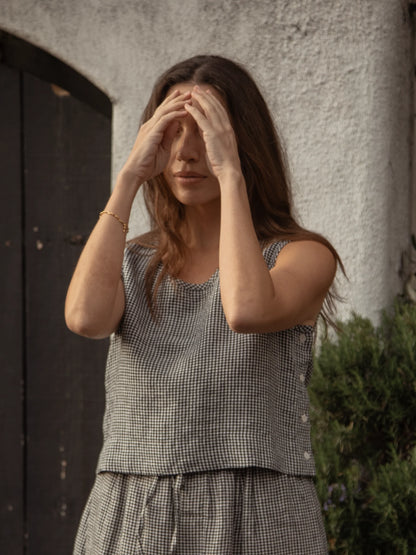 The Eva Tank in Gingham Noir