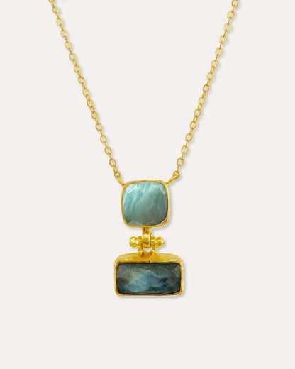 Nerissa Labradorite and Aqua Chalcedony Pendant Necklace
