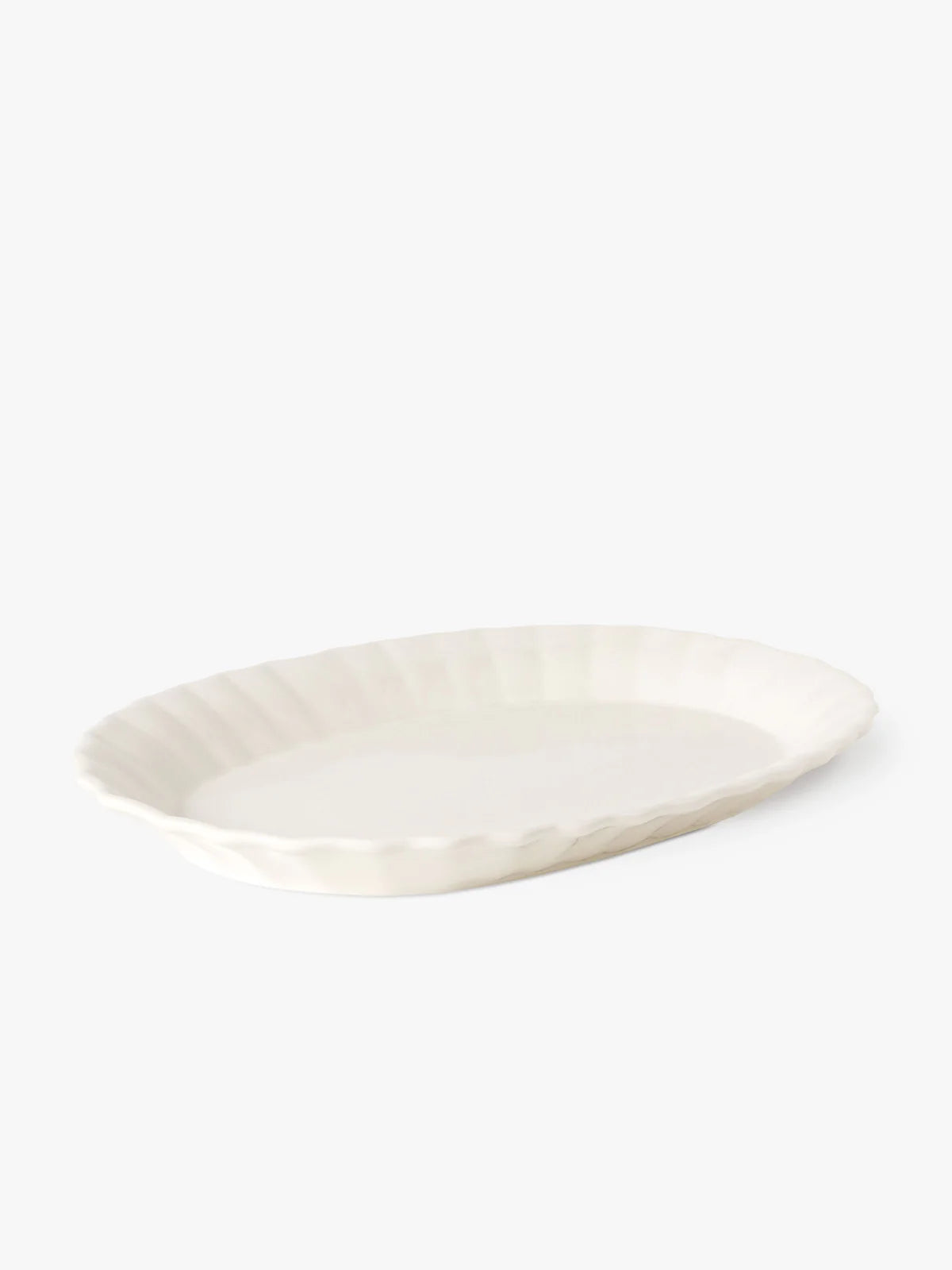 Ceramic Fluted Platter Dish in Chalk