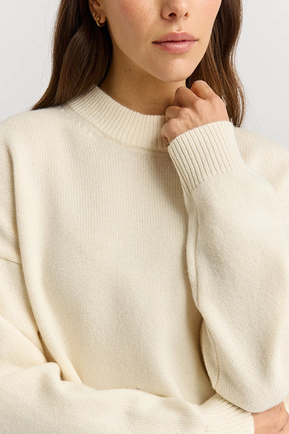 The Drop Shoulder Crew Jumper | Warm White