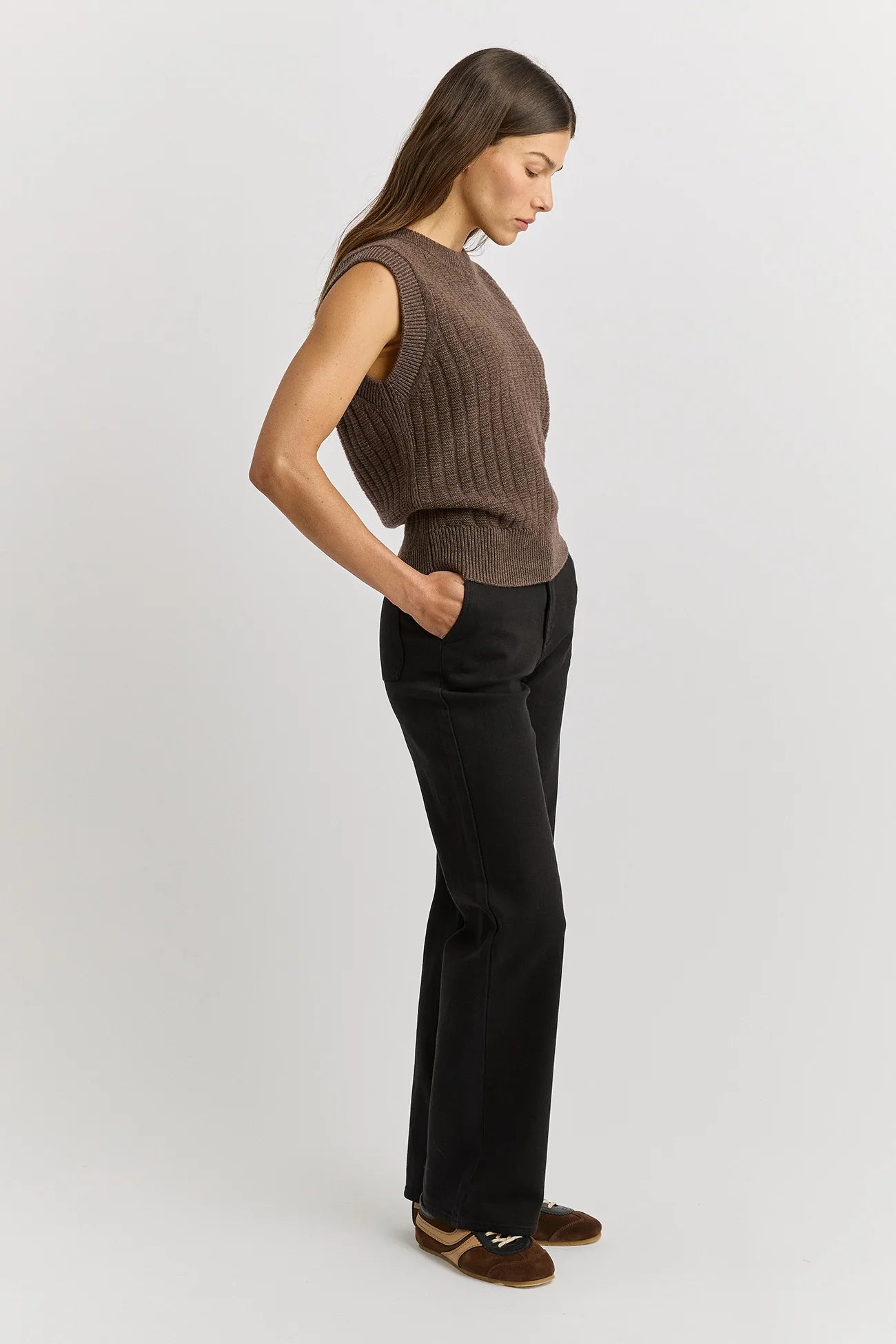 The Grid Knit Vest in Mocha