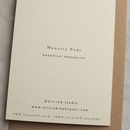 Honesty Pods Floral Greeting Card A6 Recycled Card 