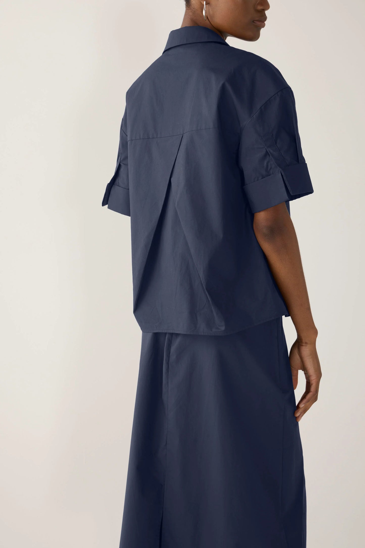 Pixie Shirt in Navy Poplin