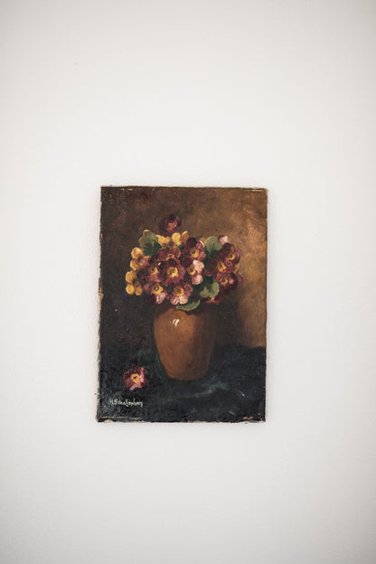 Antique Dutch Artwork | Moody Flowers in Vase