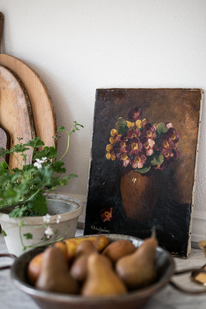 Antique Dutch Artwork | Moody Flowers in Vase