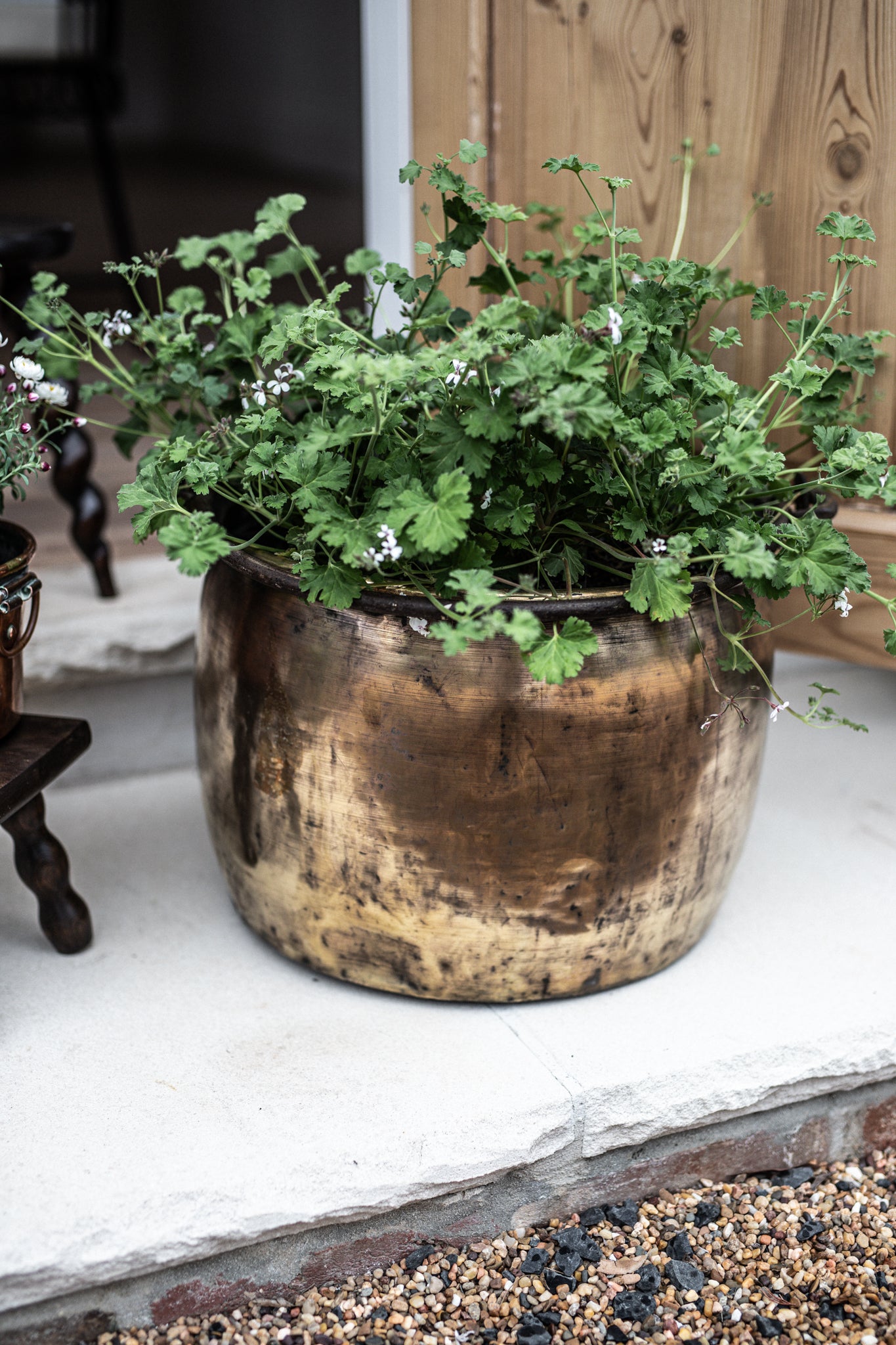 A Stunning Antique Large Brass Pot with handle