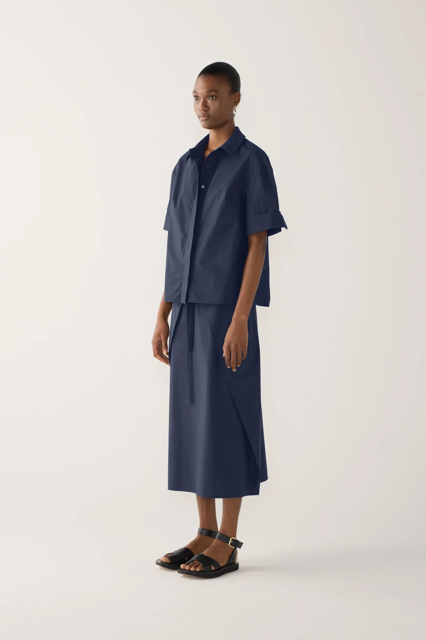 Pixie Shirt in Navy Poplin