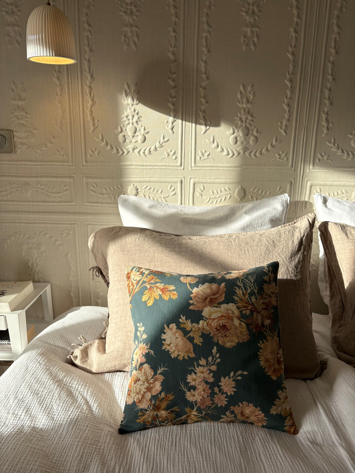 Parisian Cushion Covers made from Antique French Textile | Blue floral