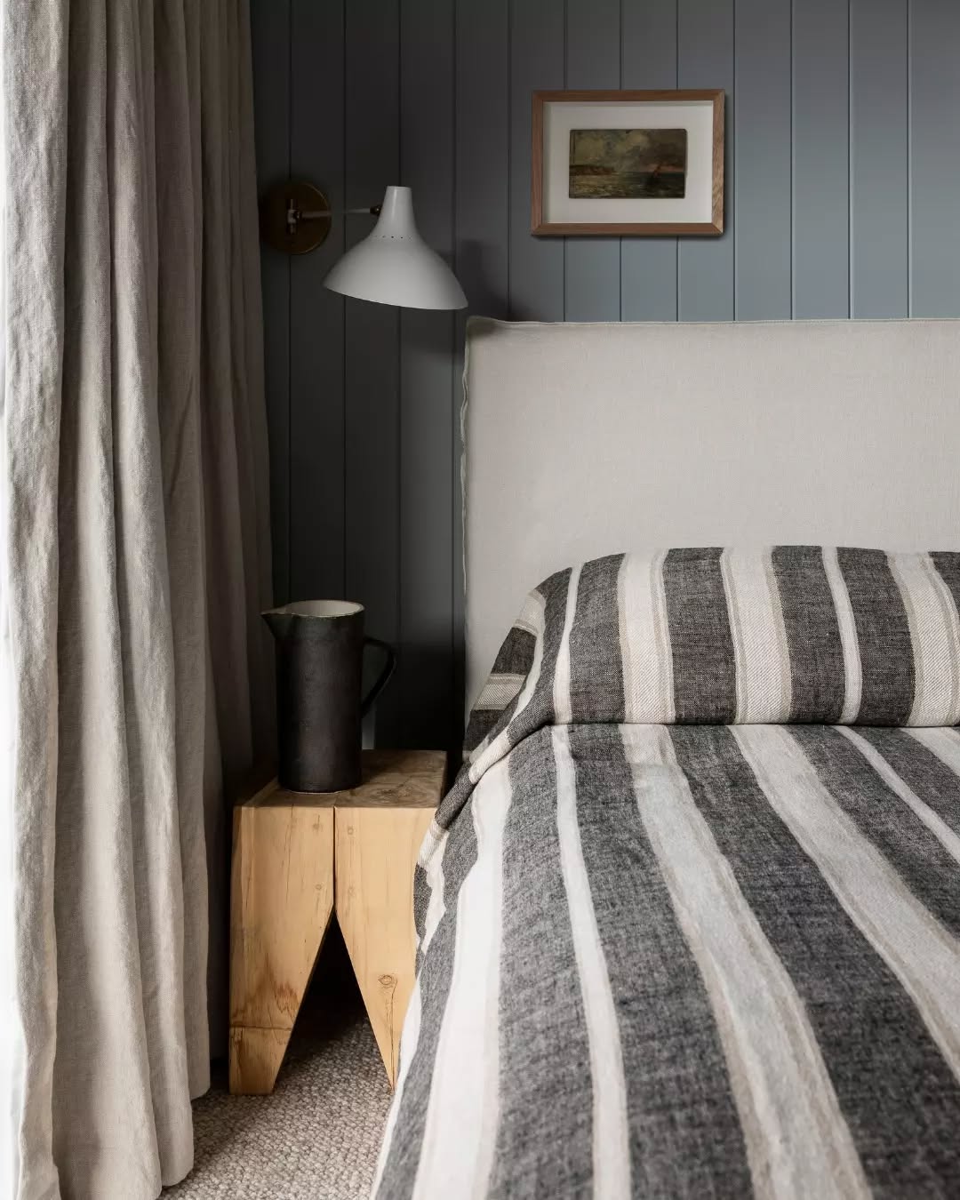 'Enzo' Stripe Linen Bedcover