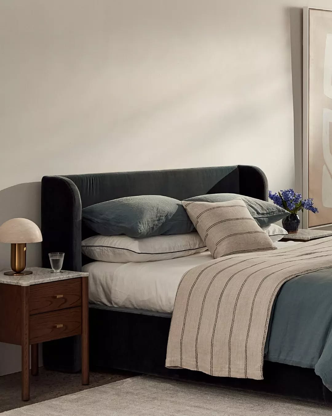 'Ana' Stripe Linen Bedcover
