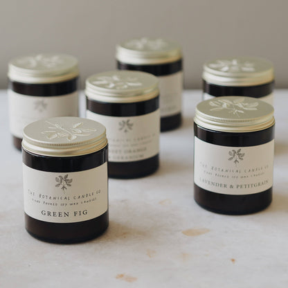 English Scented Candles in Amber Glass Jars 180ml