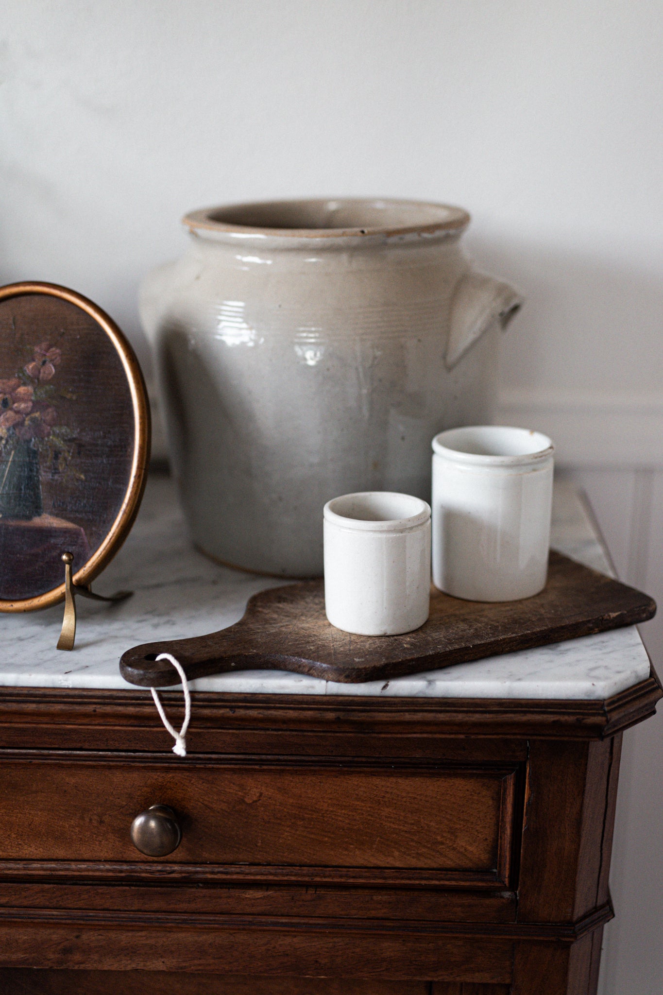 Antique European Petite Stoneware Pots | Sets of 2