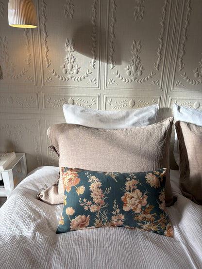 Parisian Cushion Covers made from Antique French Textile | Blue floral