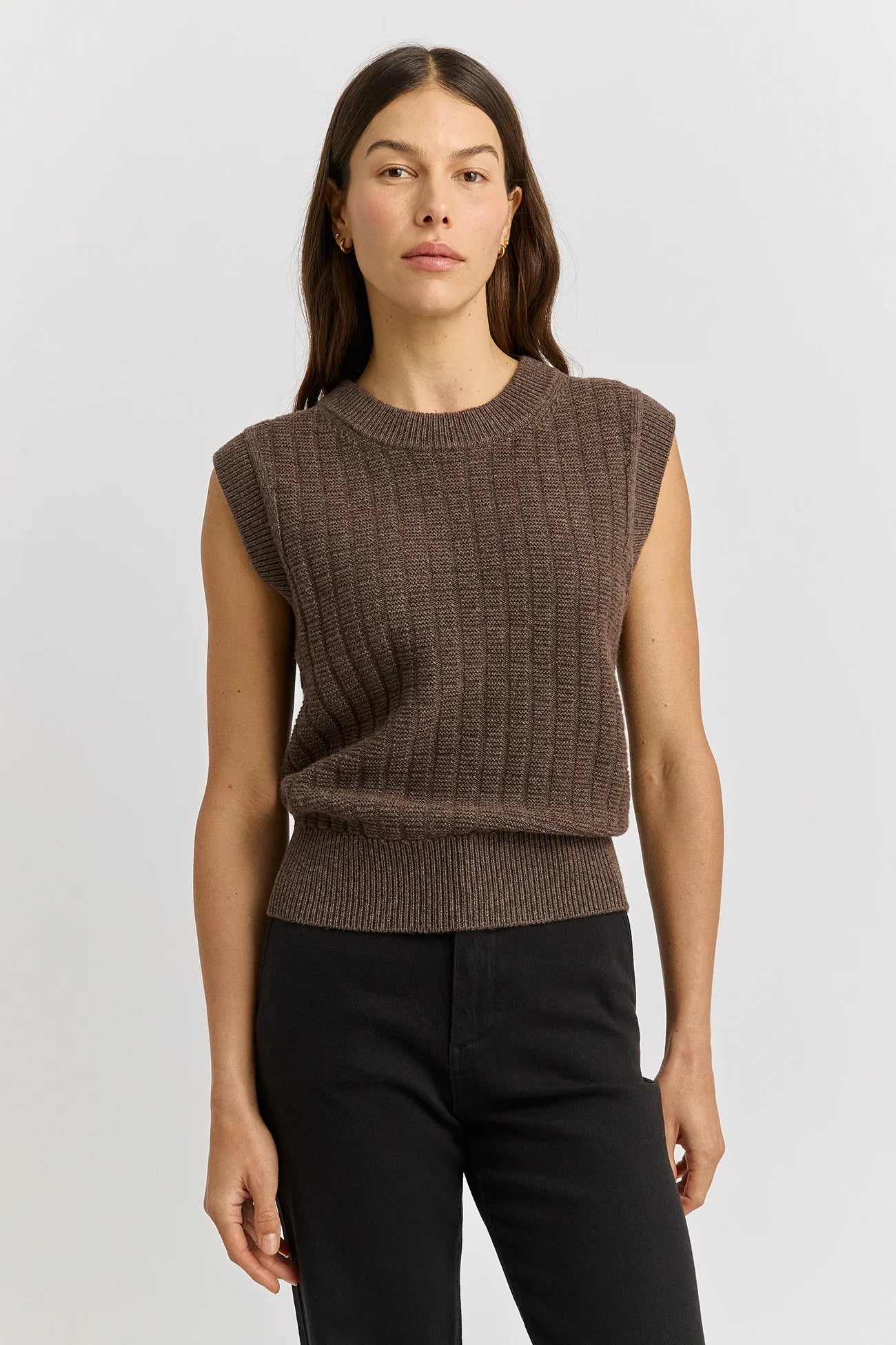 The Grid Knit Vest in Mocha