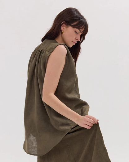 The Gathered Sleeveless Top | Olive