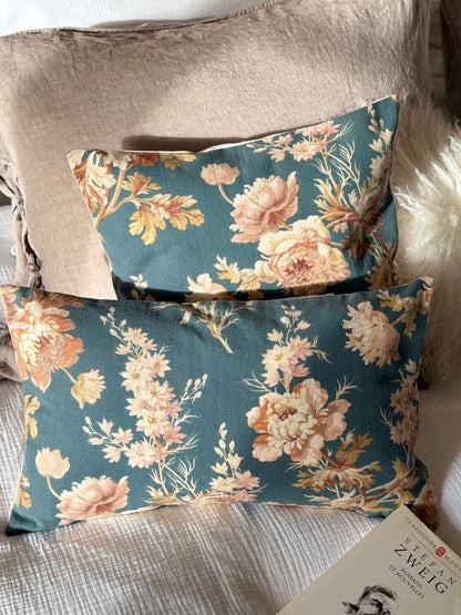 Parisian Cushion Covers made from Antique French Textile | Blue floral