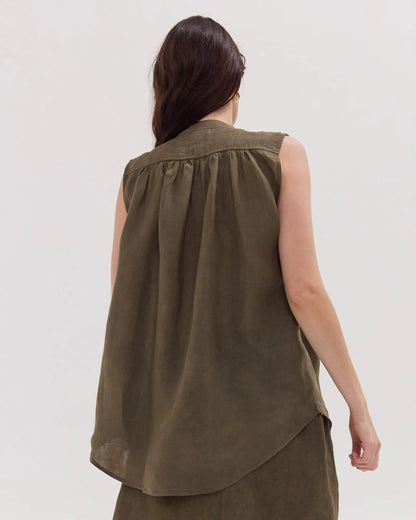The Gathered Sleeveless Top | Olive