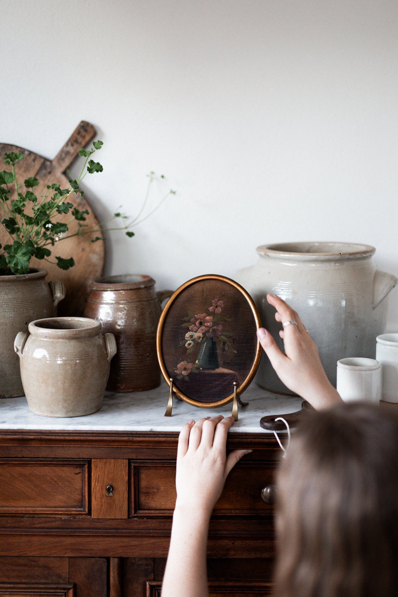 A Rare Pair of Antique Dutch Artworks in Oval frames | Set of 2
