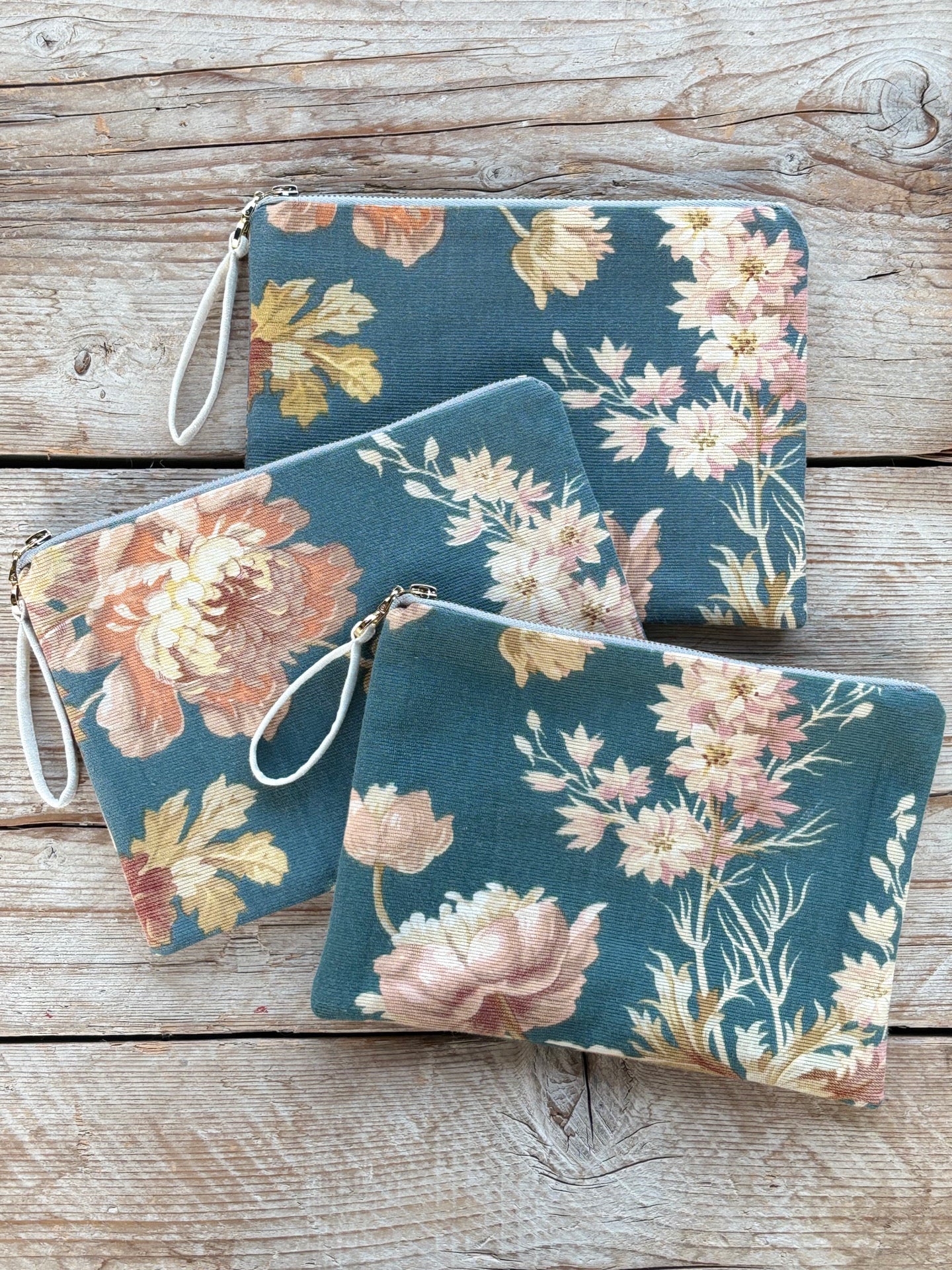 Clutch made from Antique French Quilt | Blue Floral