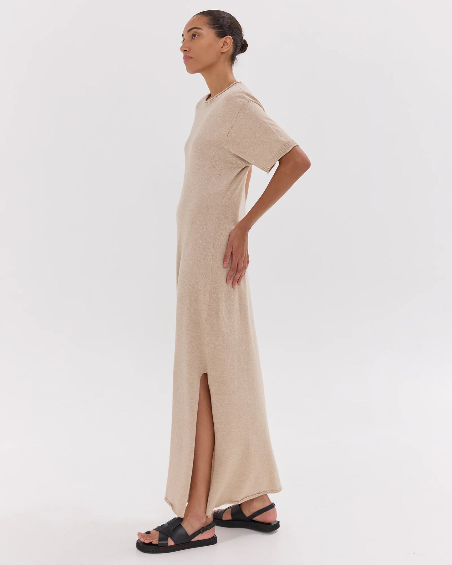 The Knit Tee Dress in Dune