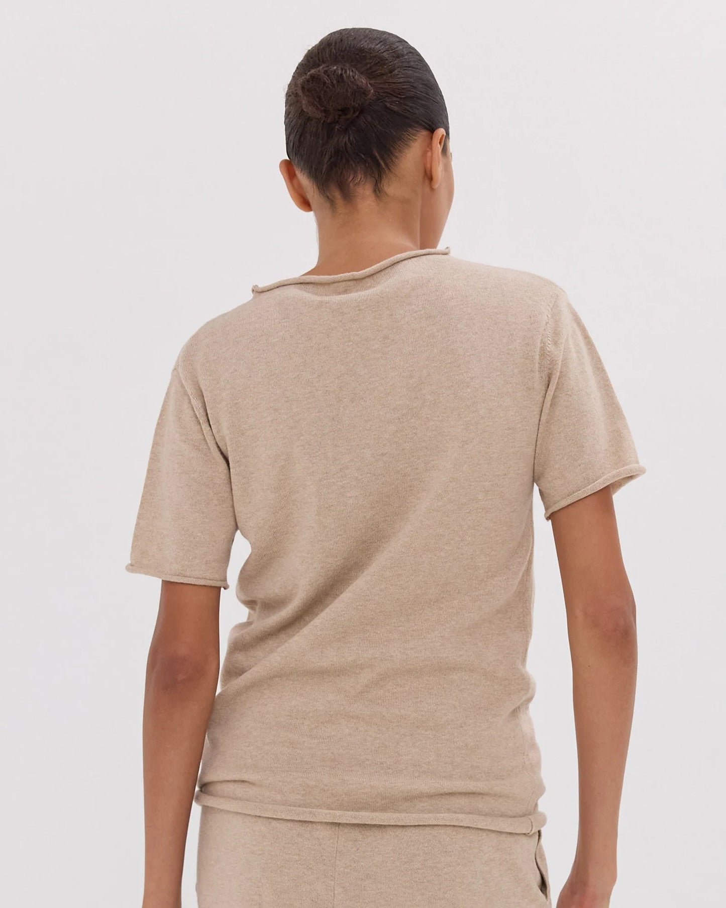 The Funnel Neck Tee in Dune