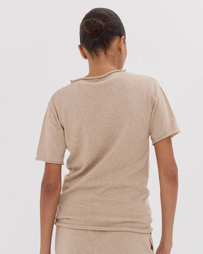 The Funnel Neck Tee in Dune