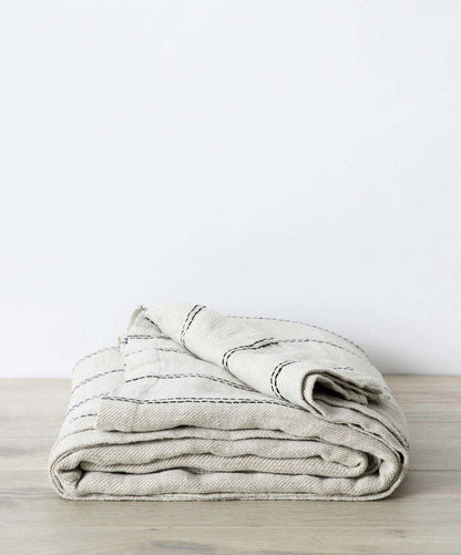 'Ana' Stripe Linen Bedcover