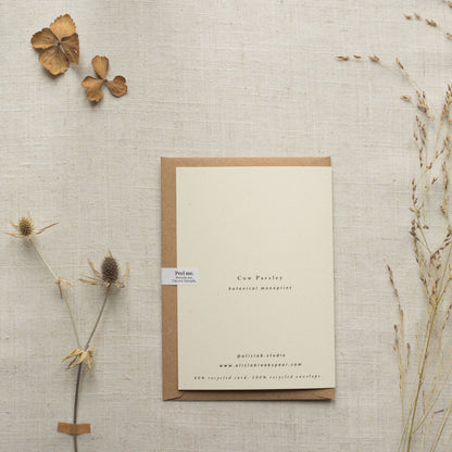 Cow Parsley Botanical Print Greeting Card A6 Recycled 