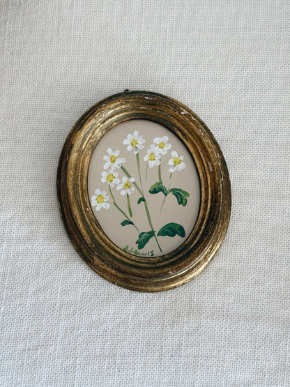 English Floral Artworks in Antique Frames