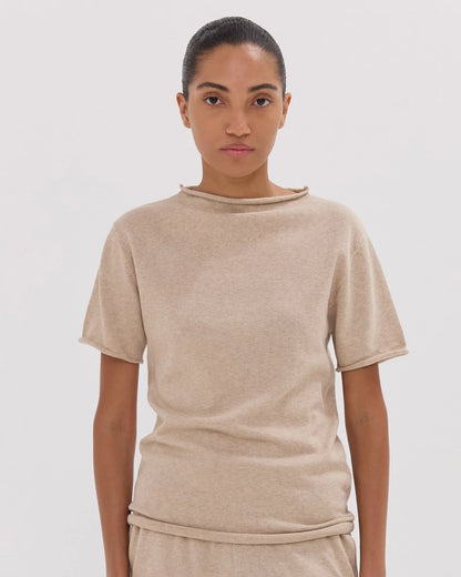 The Funnel Neck Tee in Dune