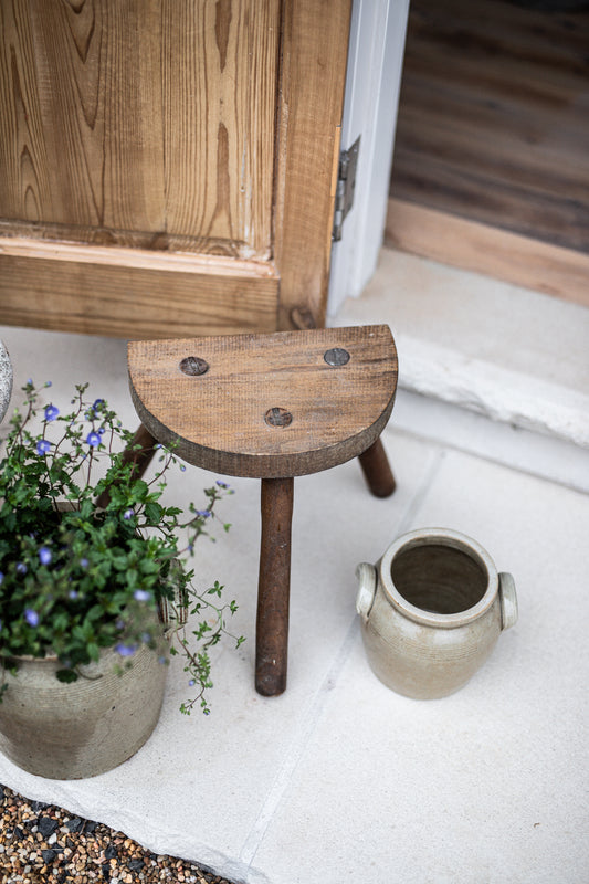 Antique French Rustic Milking Stool