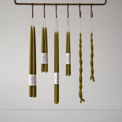 Organic Beeswax Hand Dipped Candles | Olive Green